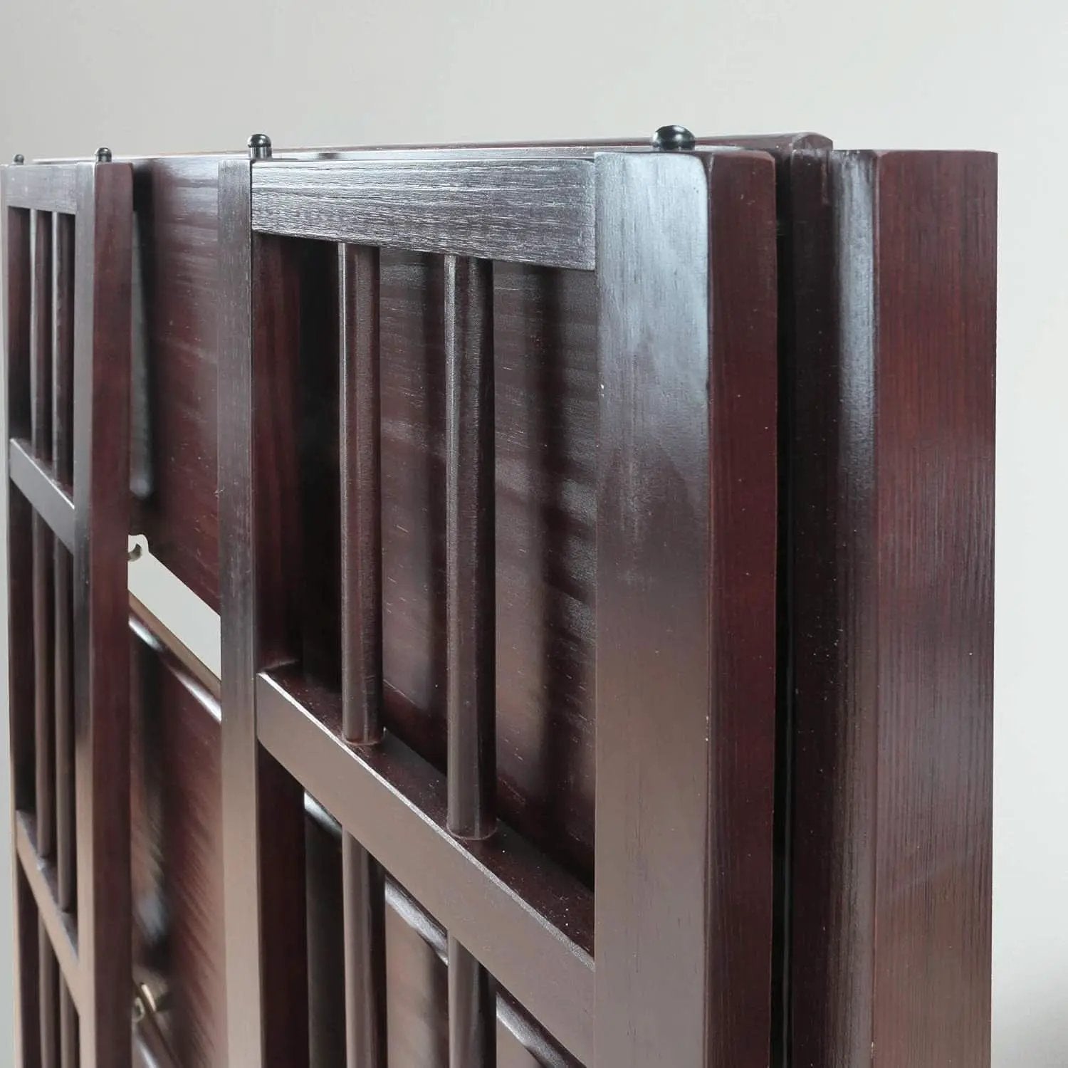 Three Shelf Folding Stackable Bookcase 27.5 Inch Wide Espresso Wood Home Office Storage from PriceLows™
