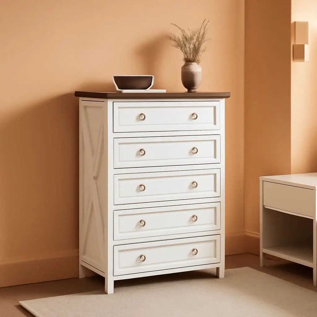 Antique White Forty EightInch Tall Farmhouse Dresser from PriceLows™
