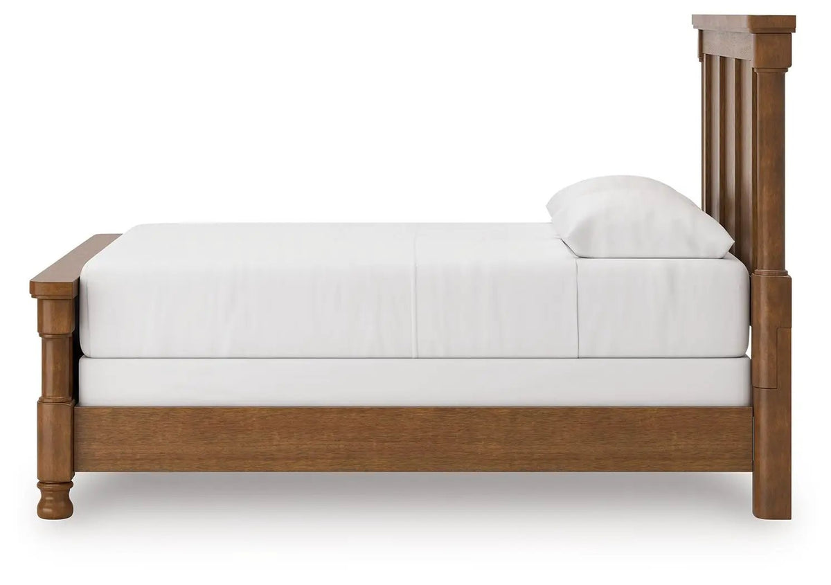 Rowlenstown Poster Bed | Casual Traditional Design | Rubbed Finish | Hefty Silhouette