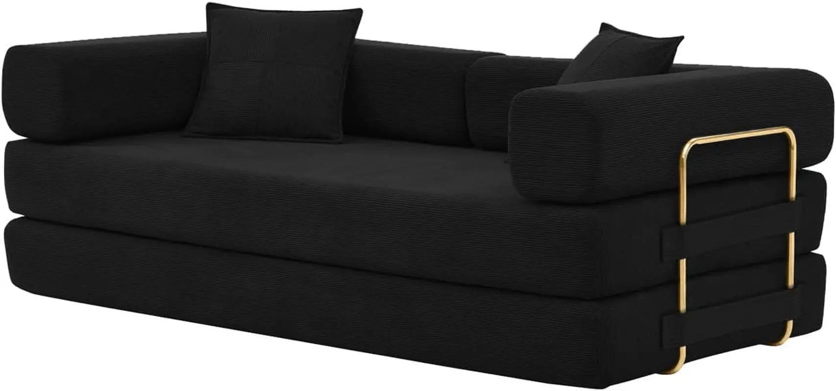 Corduroy 78Inch Multifunctional Convertible Sofa Bed Black from PriceLows™