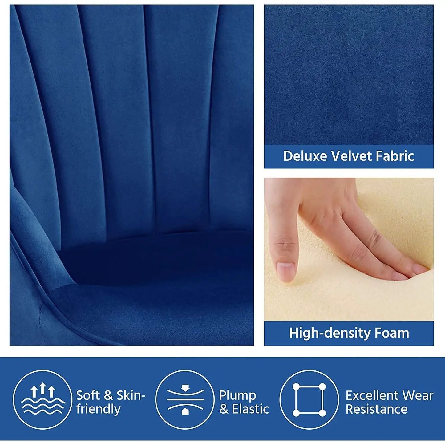 Blue Velvet Wingback Chair With Metal Legs For Living Room from PriceLows™