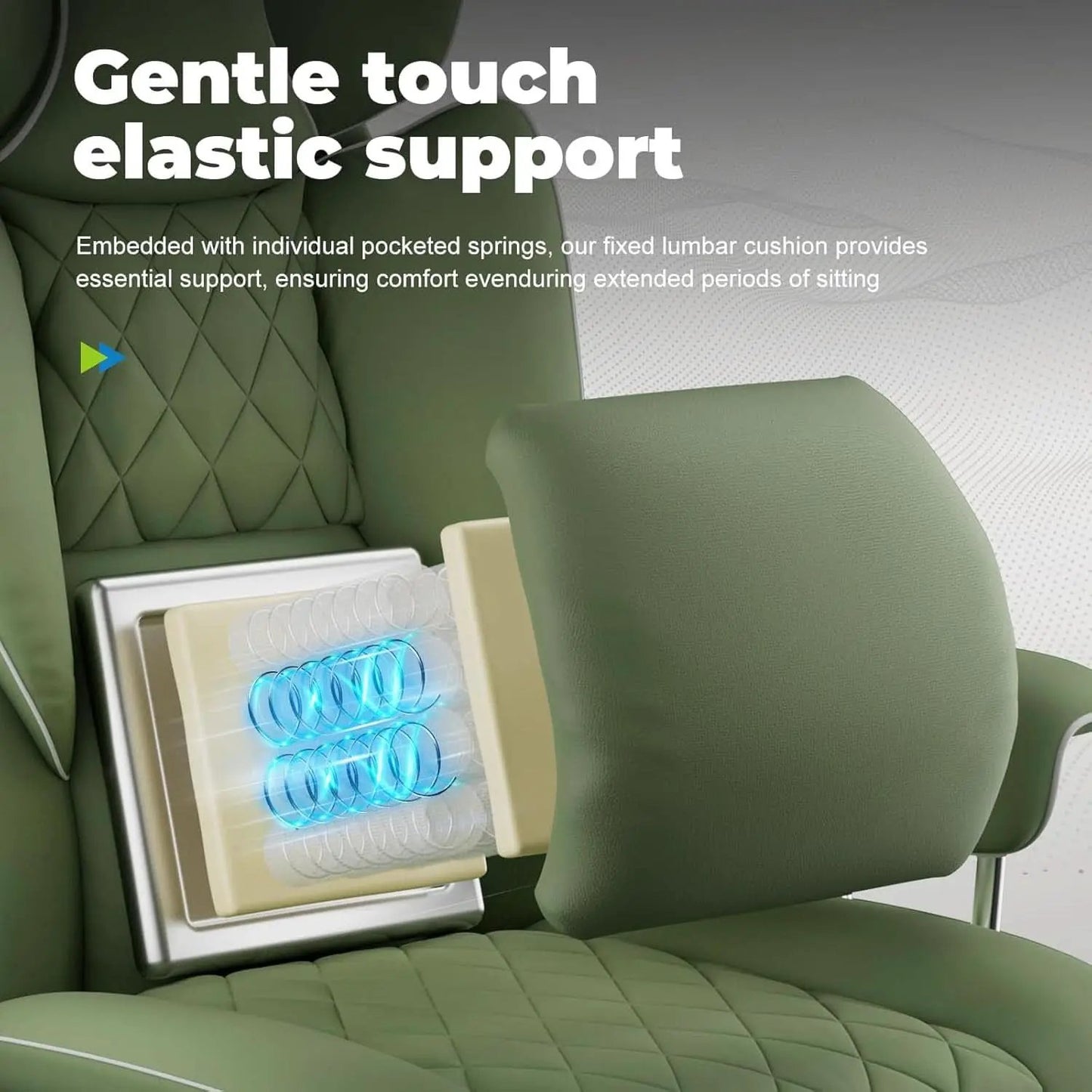 Big And Tall Gaming Chair Green With Lumbar Support from PriceLows™