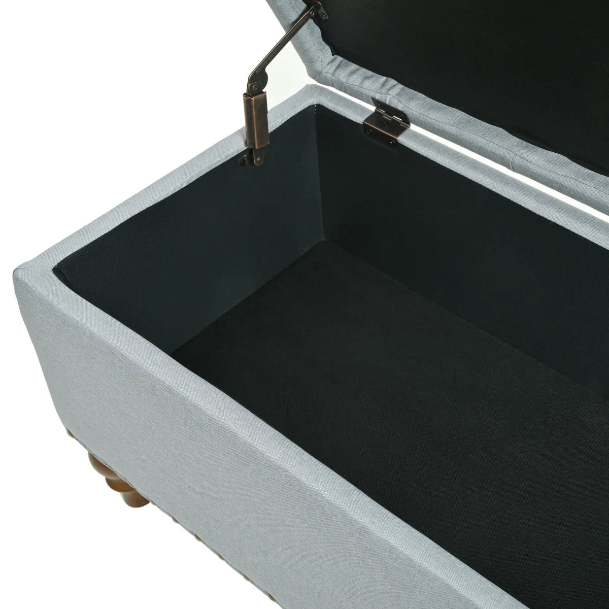Upholstered Ottoman With Storage And Rivet Trim | 2 Pieces | Solid Wood | Living Room