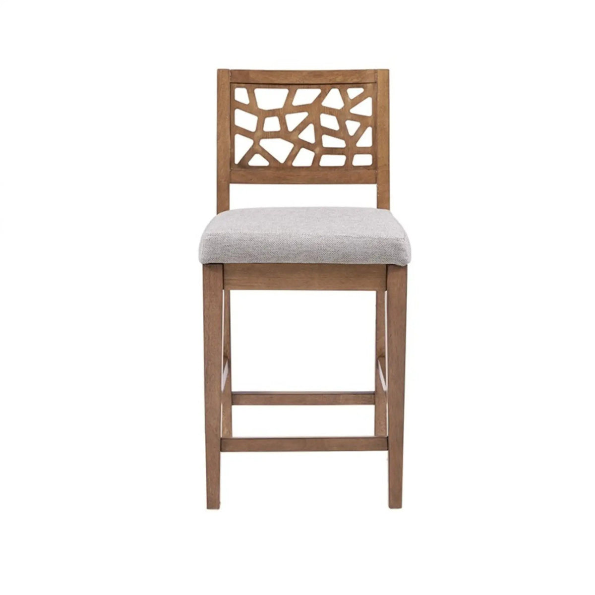 Counter Stool | Light Gray | Carmel Oak Finish | Solid Wood Frame