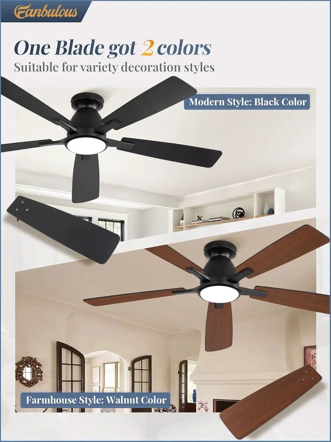 52 Inch Ceiling Fan With Lights Remote App Control from PriceLows™
