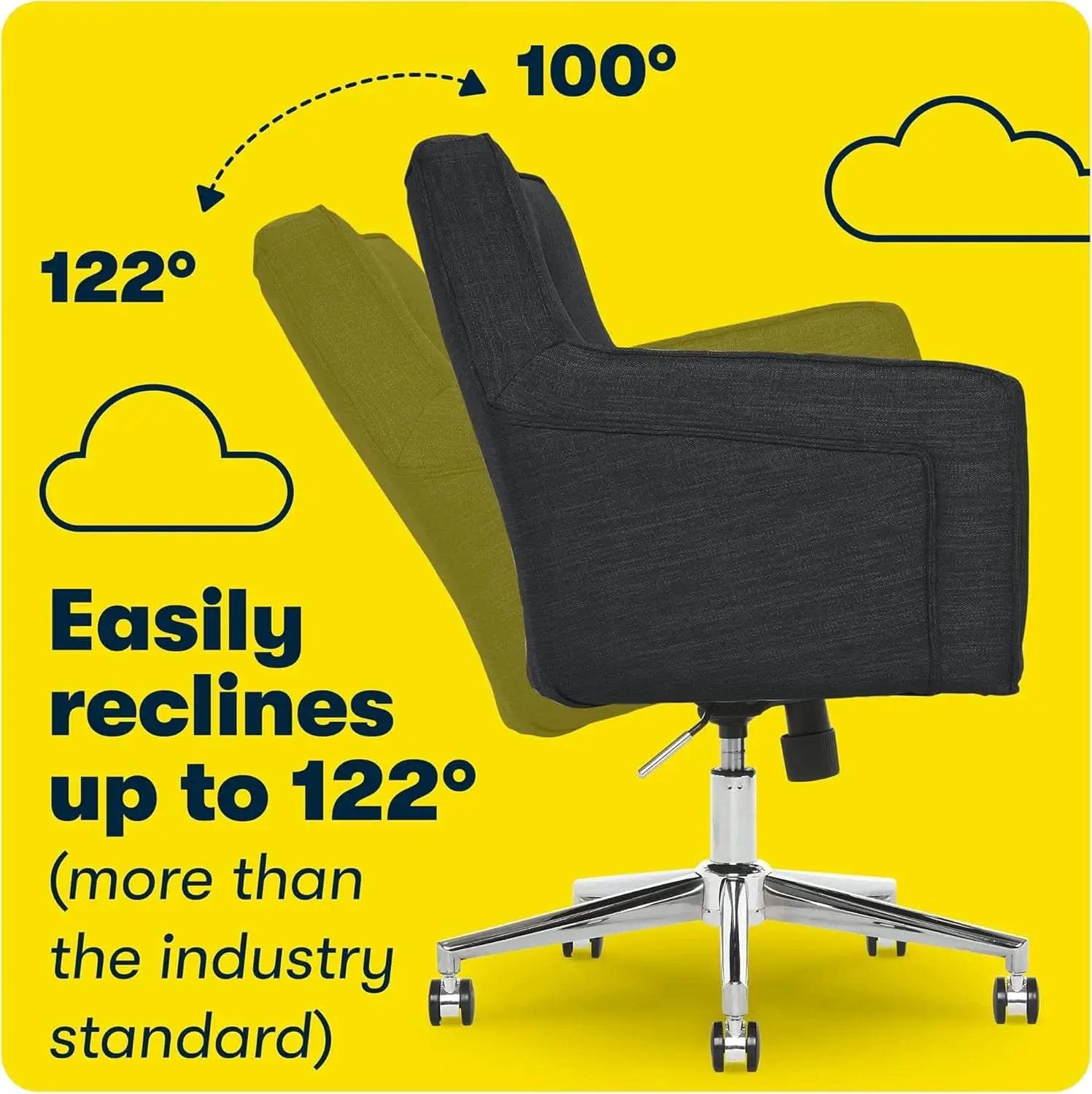 Mid Century Memory Foam Office Chair In Charcoal Gray from PriceLows™