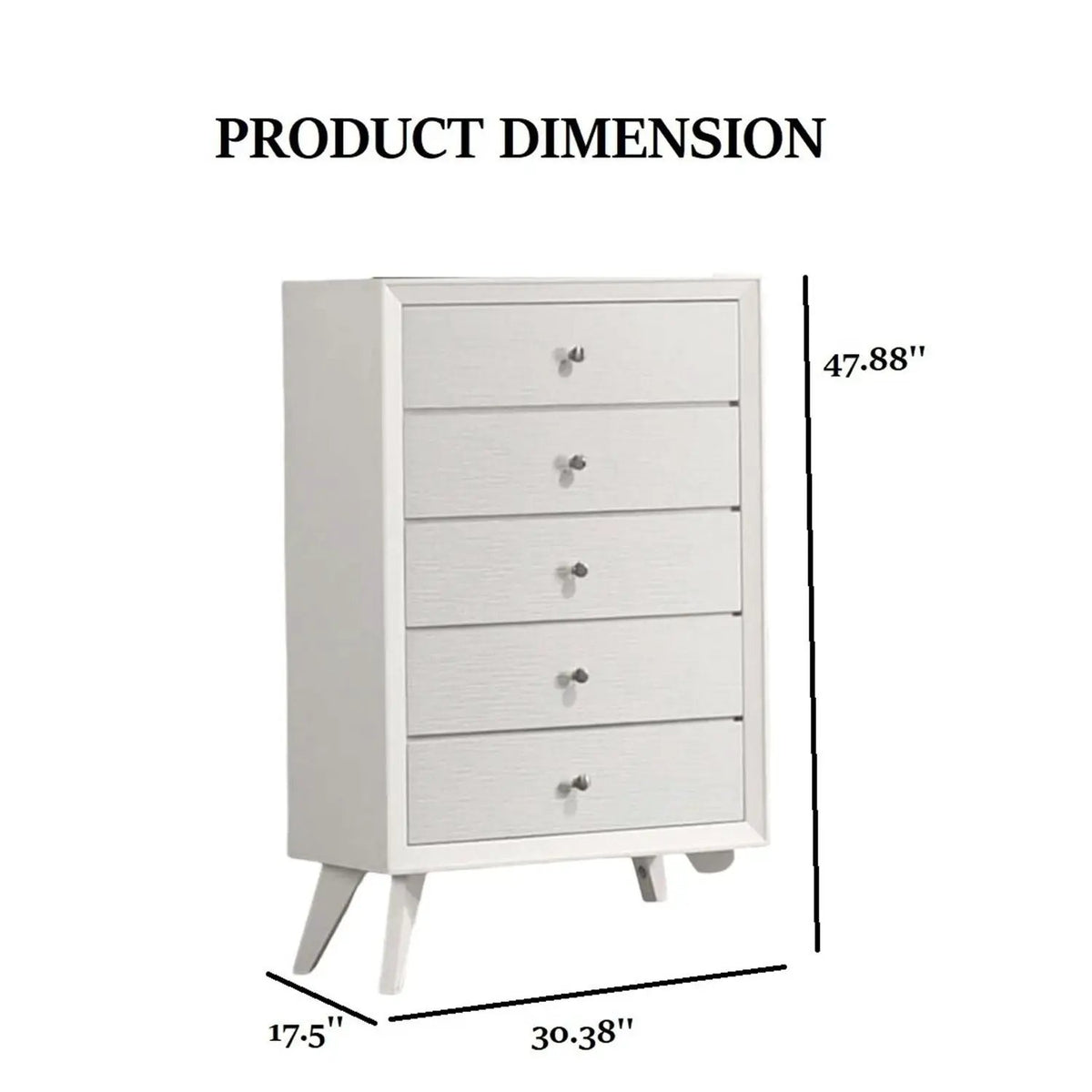 Accent Chest | White Finish | Angled Legs | Wave Texture And Round Knobs