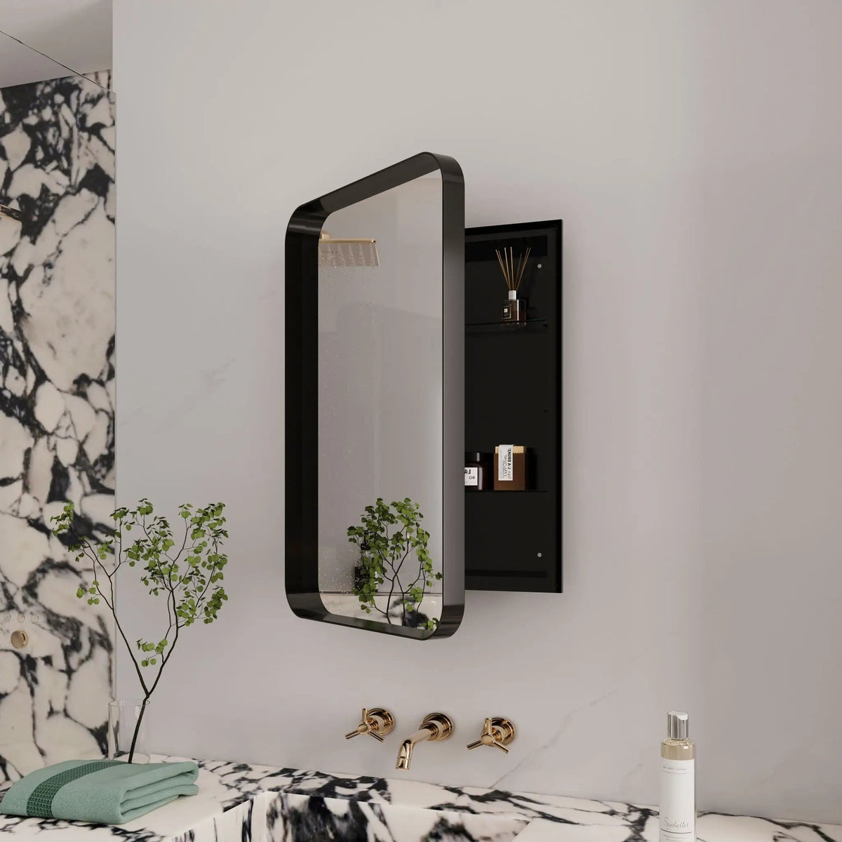 Recessed Medicine Cabinet | Metal Frame | Mirror | Adjustable Shelves