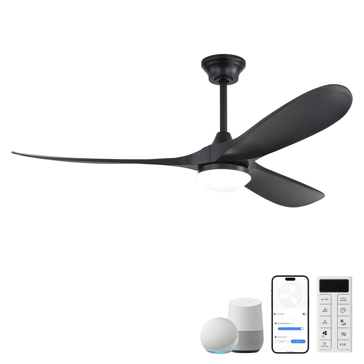 Smart Ceiling Fan | 60 Inch Span | Alexa Voice Control | Reversible DC Motor