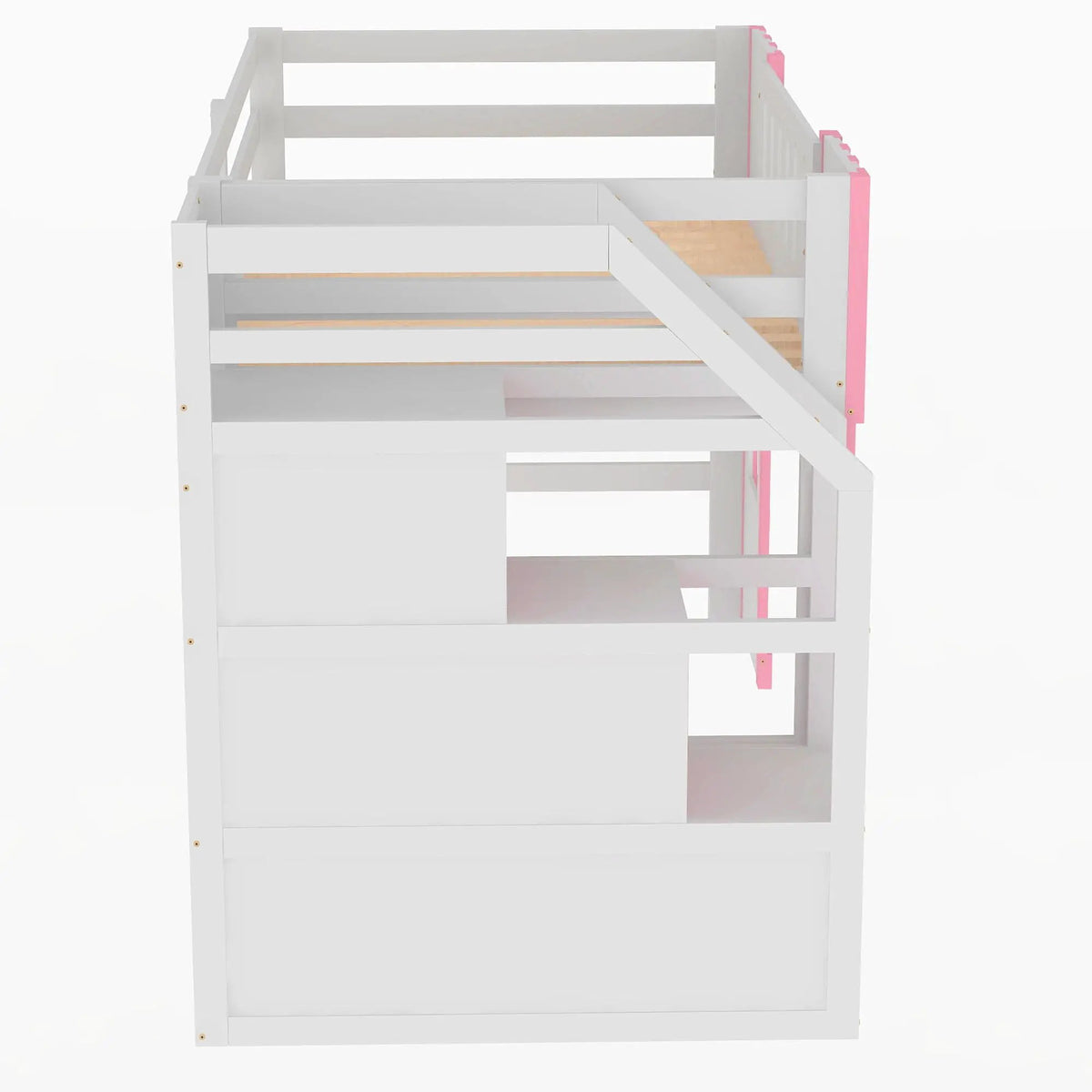 Kids Wooden Loft Bed | Storage Staircase | Dual Windows