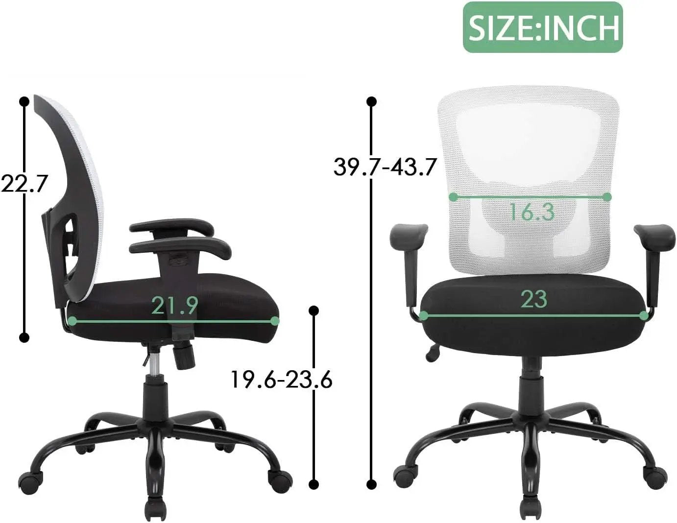 Big And Tall Office Chair 400 Lbs Capacity Adjustable Lumbar Support from PriceLows™