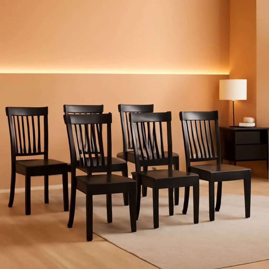 Wooden Windsor Dining Chairs Set Of 6 Dark Brown With Spindle Back from PriceLows™