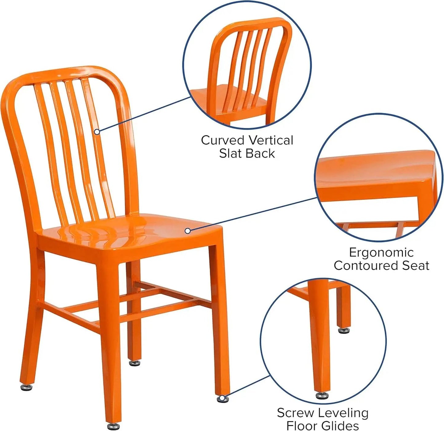 Orange Metal Indoor Outdoor Chair 2 Pack Commercial Grade from PriceLows™