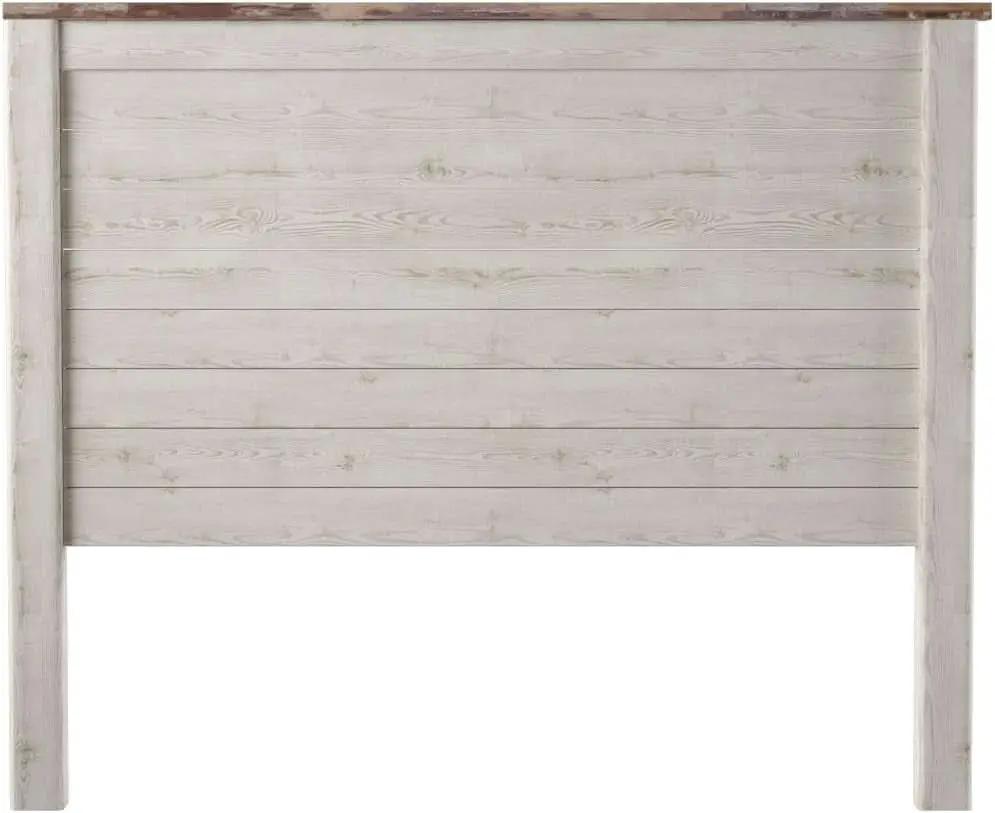 Queen Whitewash Farmhouse Panel Headboard for Chic Decor from PriceLows™