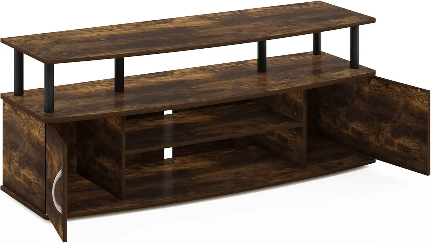 Jaya Amber Pine TV Stand for 55 Inch TV Open Shelves Black from PriceLows™
