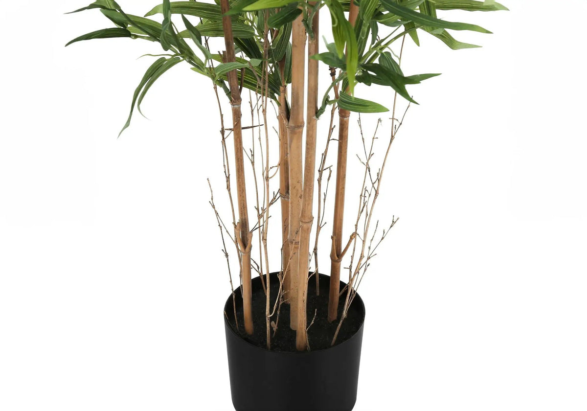 50 Inch Artificial Bamboo Tree | 640 Green Leaves | Indoor Faux Floor Plant | 5 Inch Sleek Pot