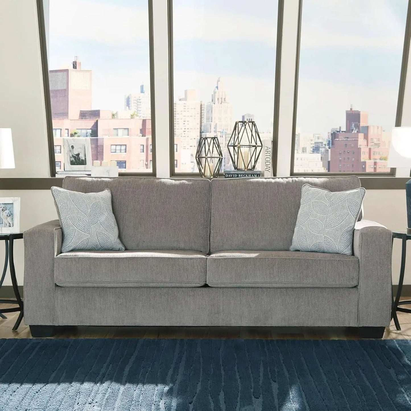 Queen Sofa Sleeper Light Gray Chenille Upholstered from PriceLows™
