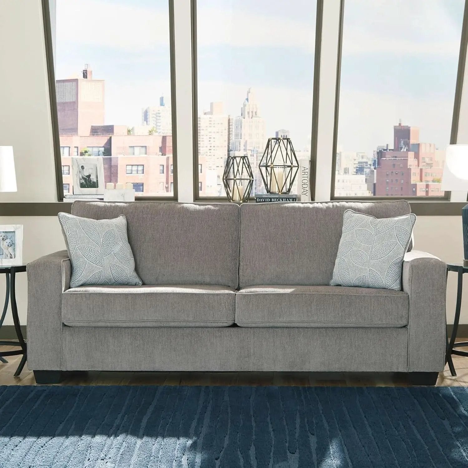 Queen Sofa Sleeper Light Gray Chenille Upholstered from PriceLows™