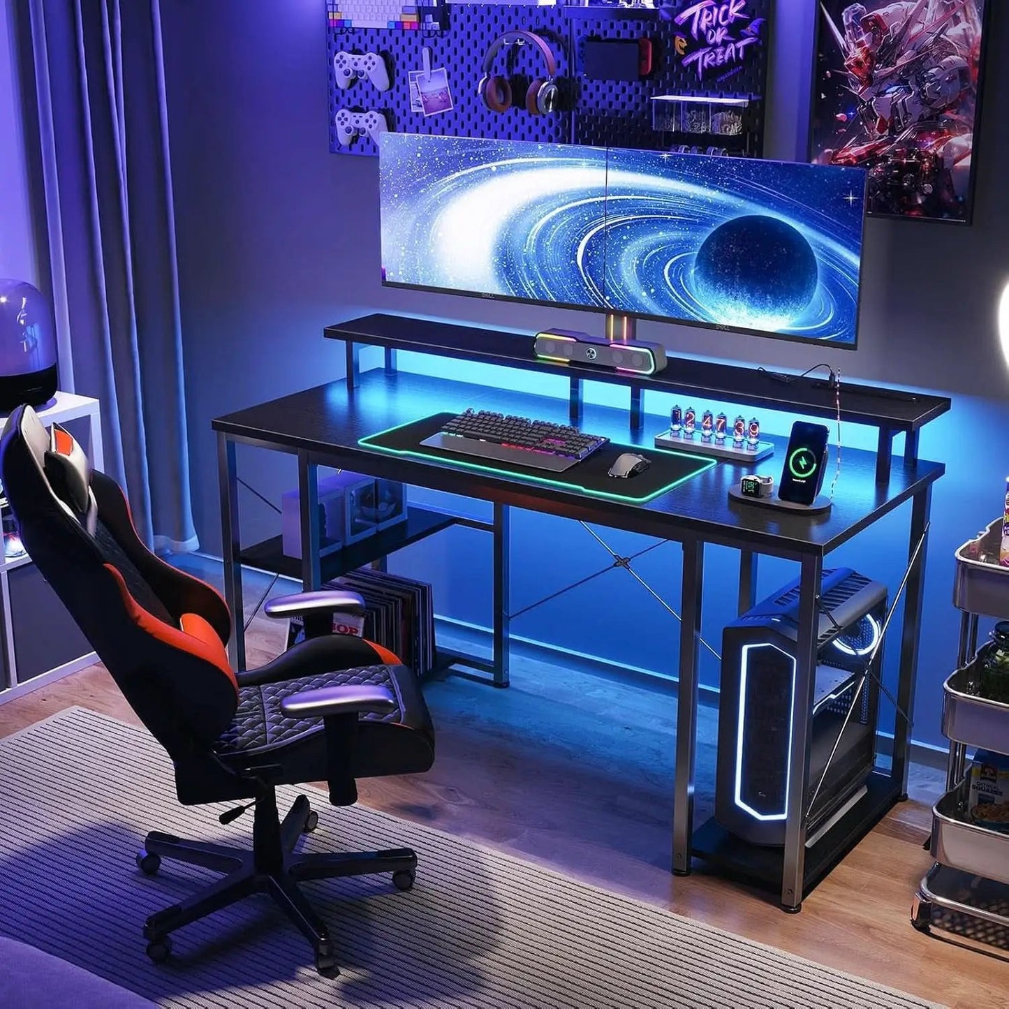 48 Inch LED Gaming Desk With Monitor Stand And USB Ports from PriceLows™