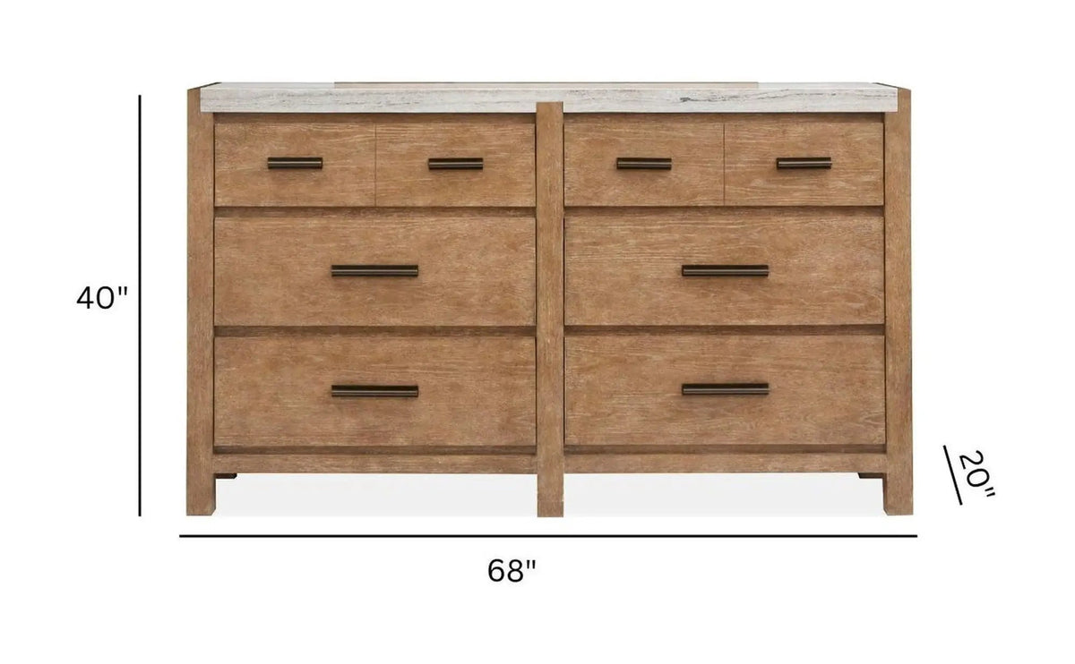 Plum Creek Drawer Dresser | 68 Inch Width | Seasonless Style | Tranquil Elegance