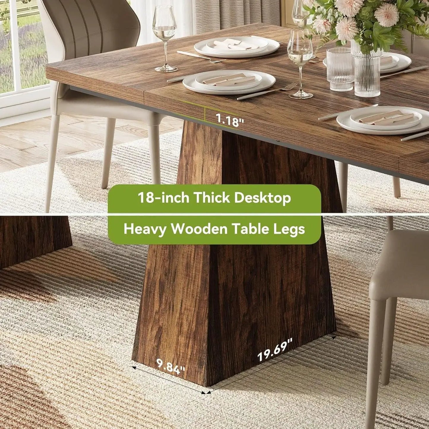 Brown Six Seater Rectangular Dining Table For Home Use from PriceLows™