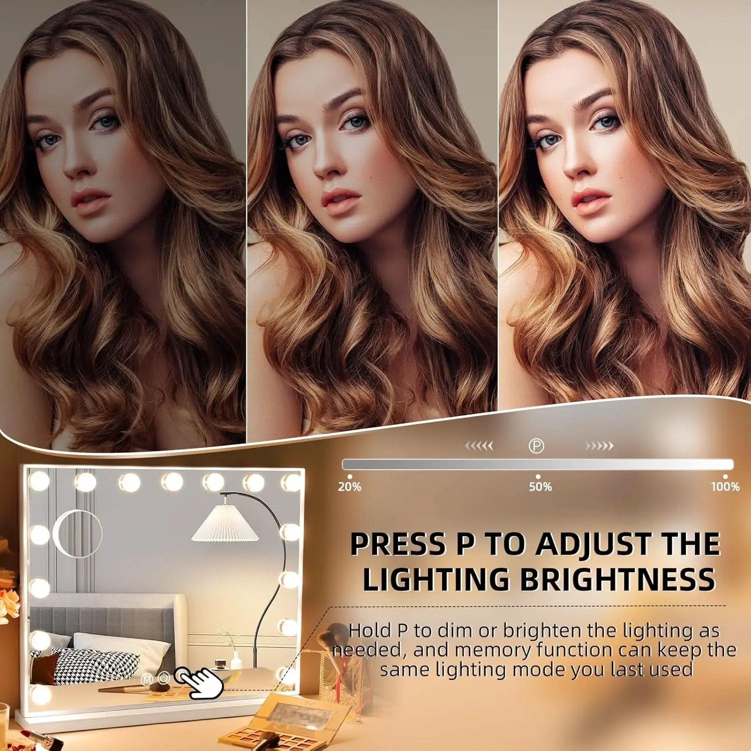 Vanity Mirror With Lights 22.8 By 18 Inch Three Color Modes from PriceLows™