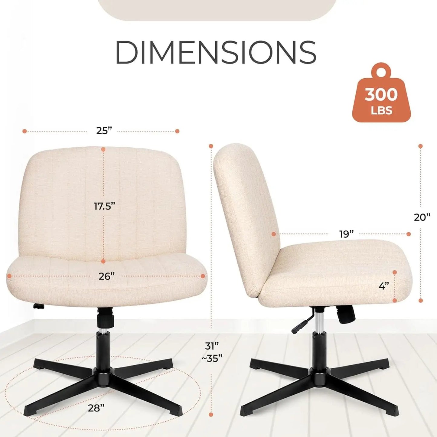 Beige Height Adjustable Swivel Office Desk Chair For Home Office