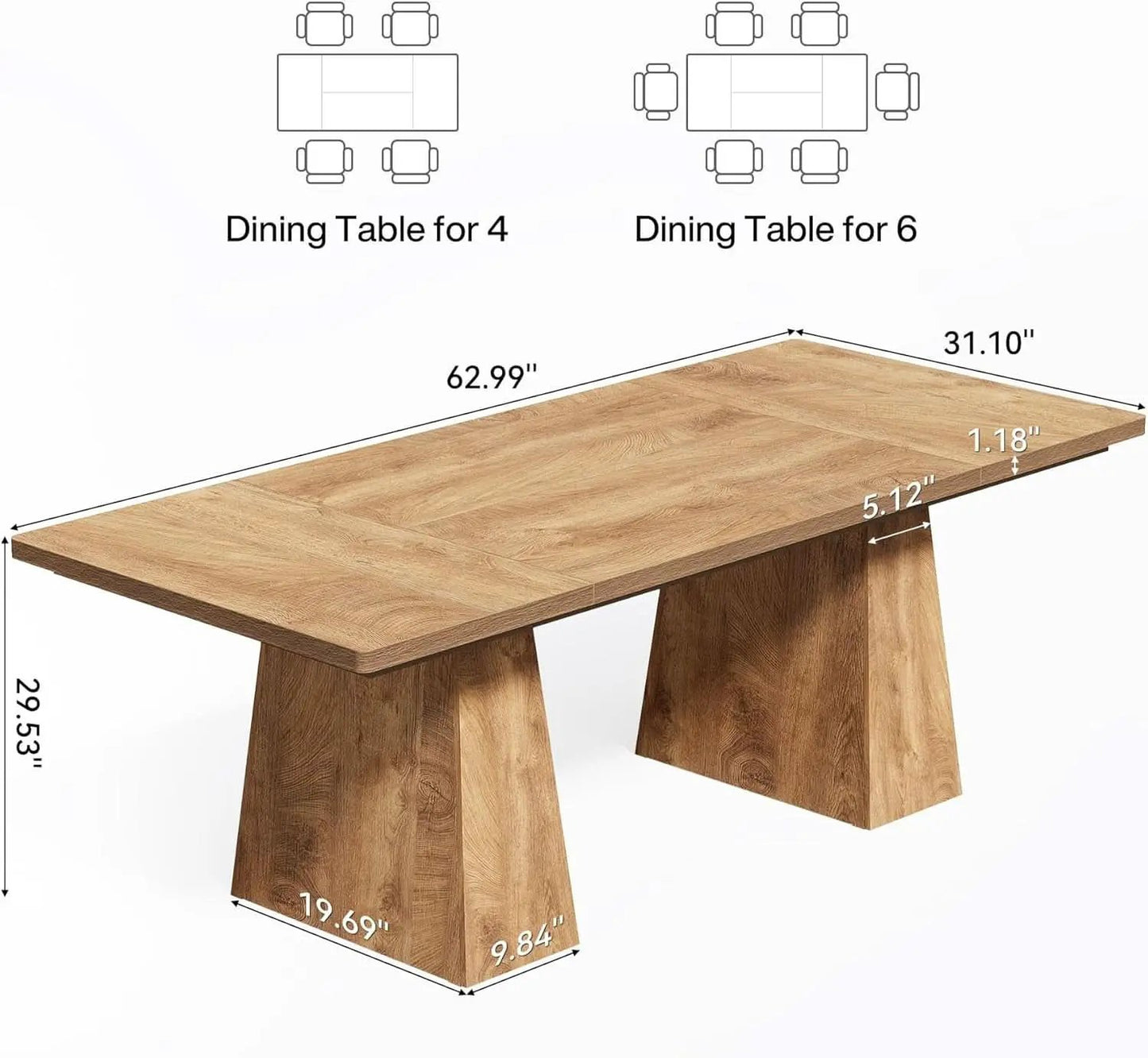 Oak Dining Table For 6 With Scratch Resistant Coating from PriceLows™