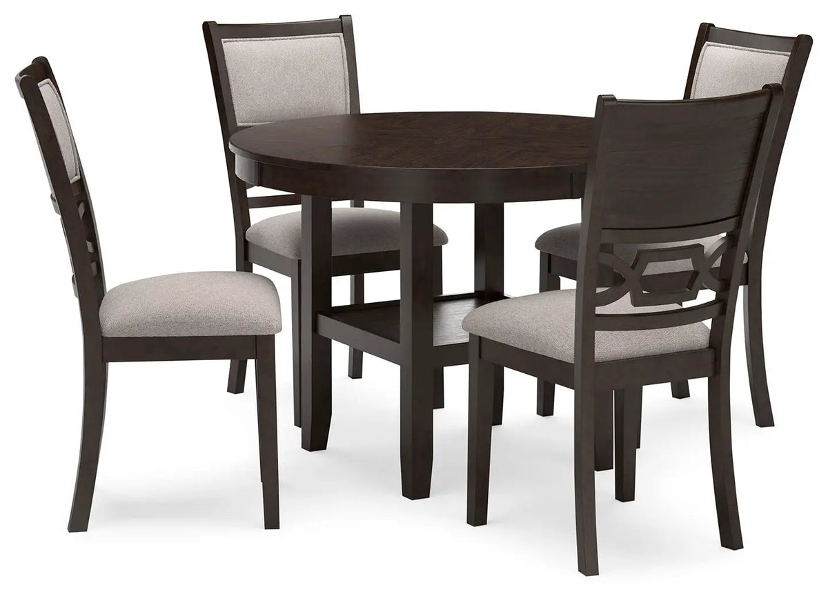 Langwest Dining Table Set | 5-Piece | Brown Finish | 42 Inch Square Table