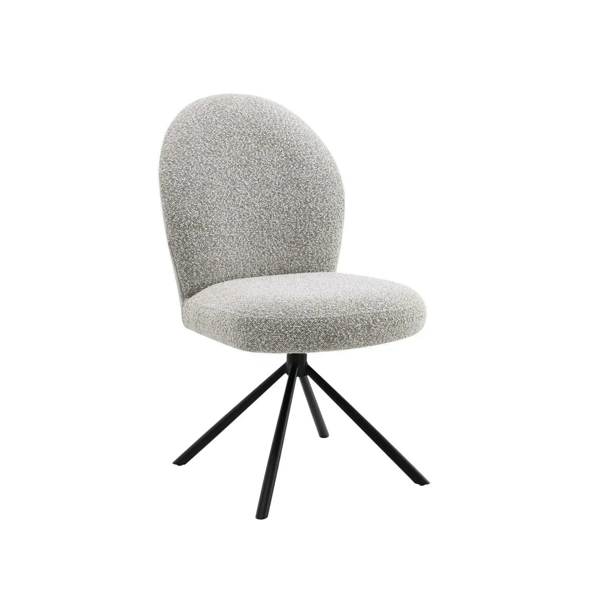 Swivel Side Chairs | Set Of 2 | Gray Boucle Upholstery | Black Metal Frame