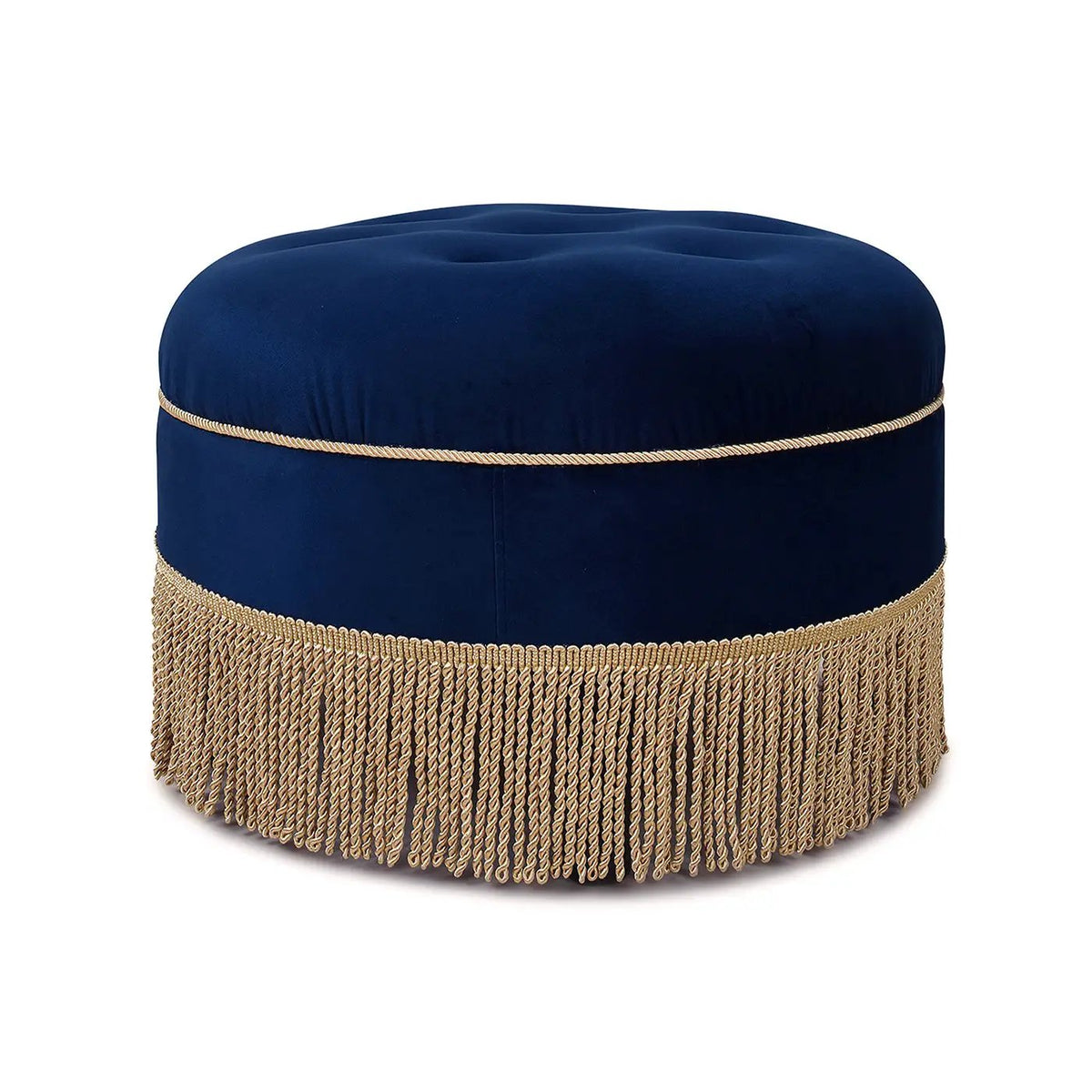 Yolanda Round Accent Ottoman | Handcrafted Quality | Kiln-Dried Hardwood Frame | 16 Inch Height