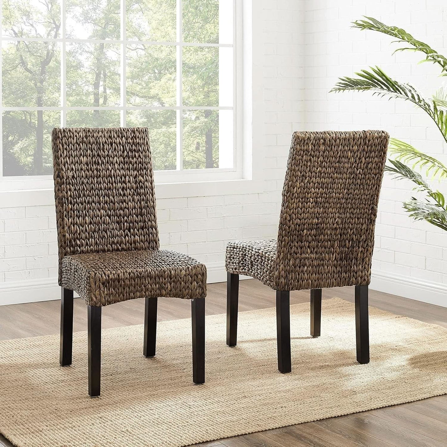 Edgewater Handwoven Rattan Dining Chairs Set Of 2 Seagrass from PriceLows™