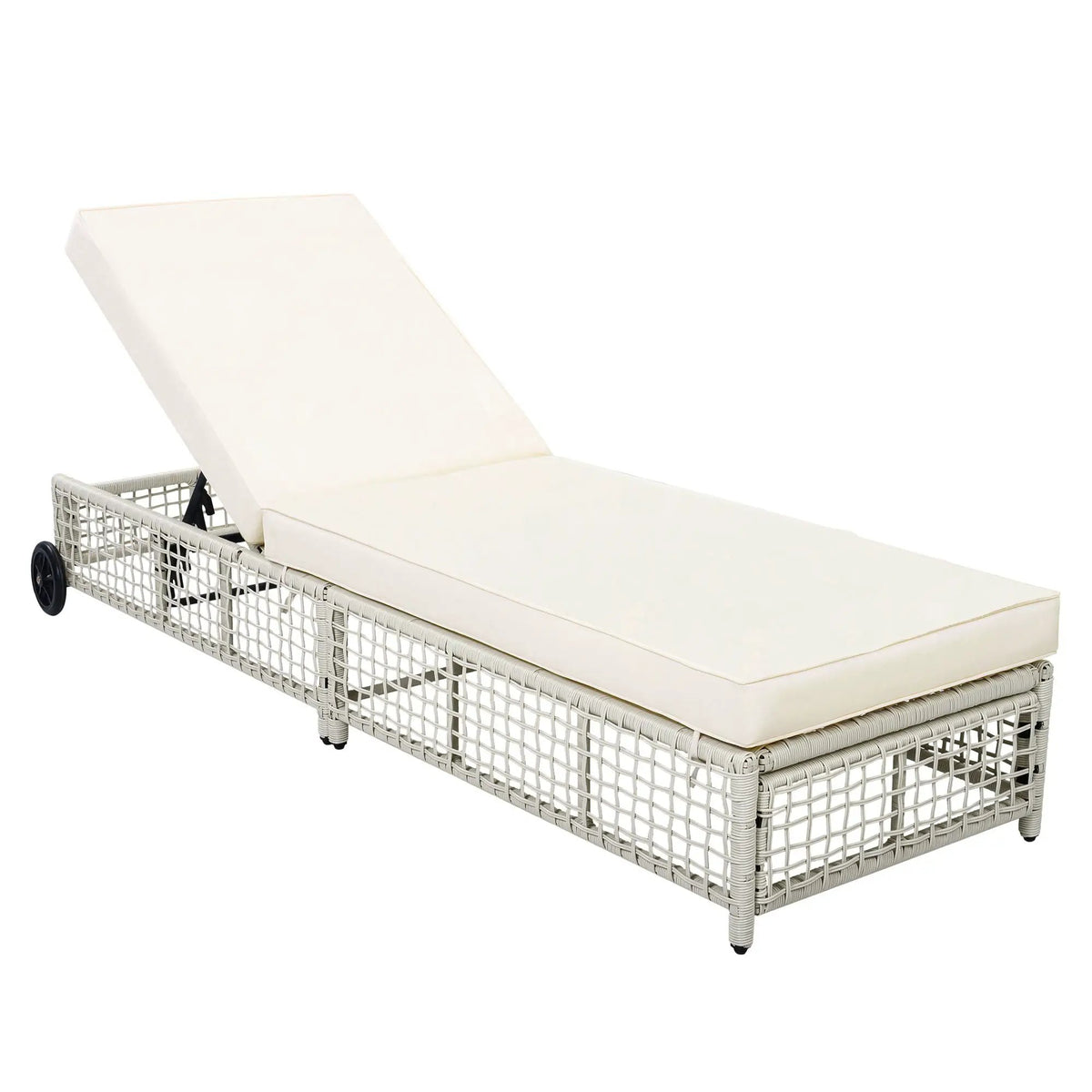 Outdoor Lounge Chair | 5 Position Reclining | Portable Wheels