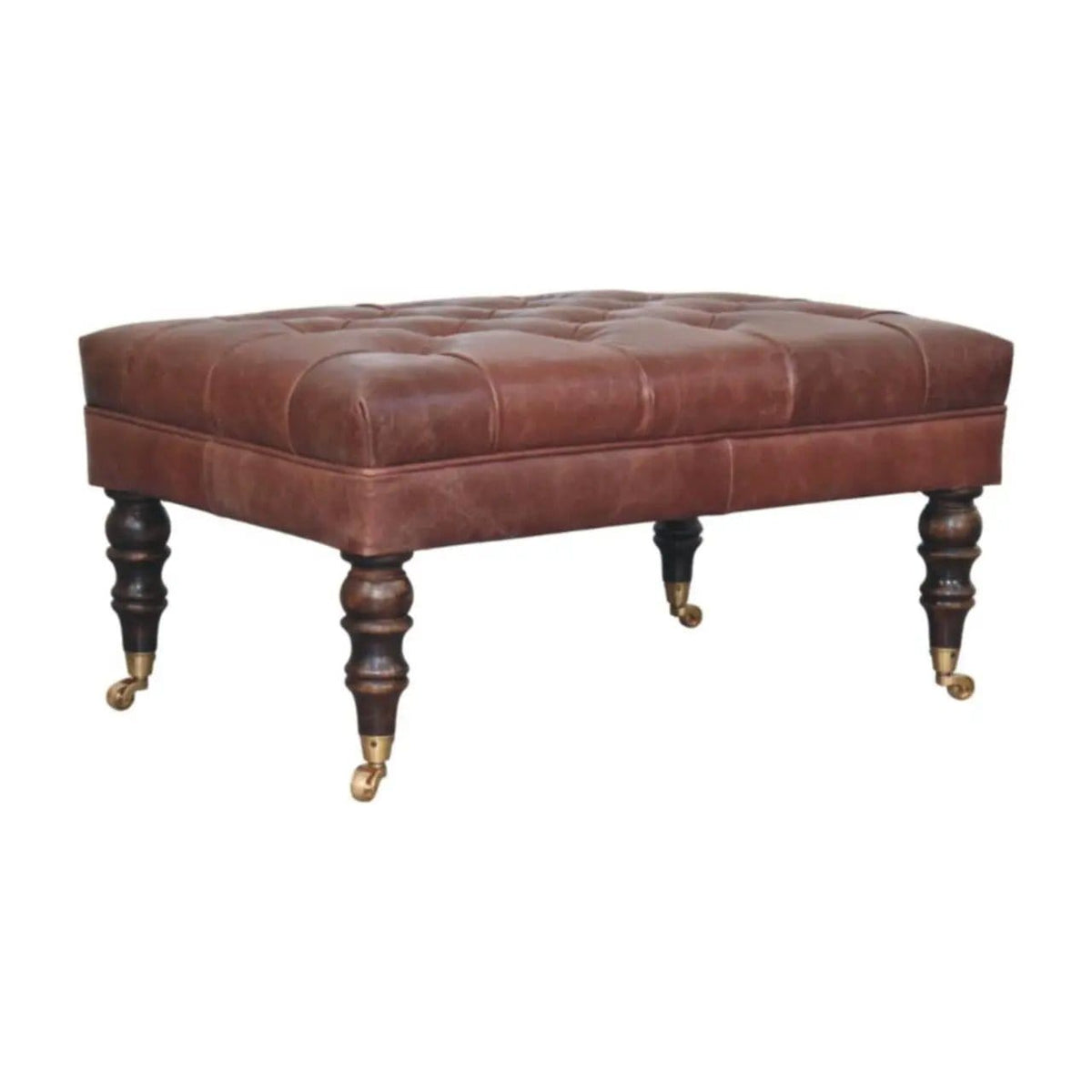 Buffalo Ottoman With Castor Legs | 7 Pieces | Mango Wood | Living Room