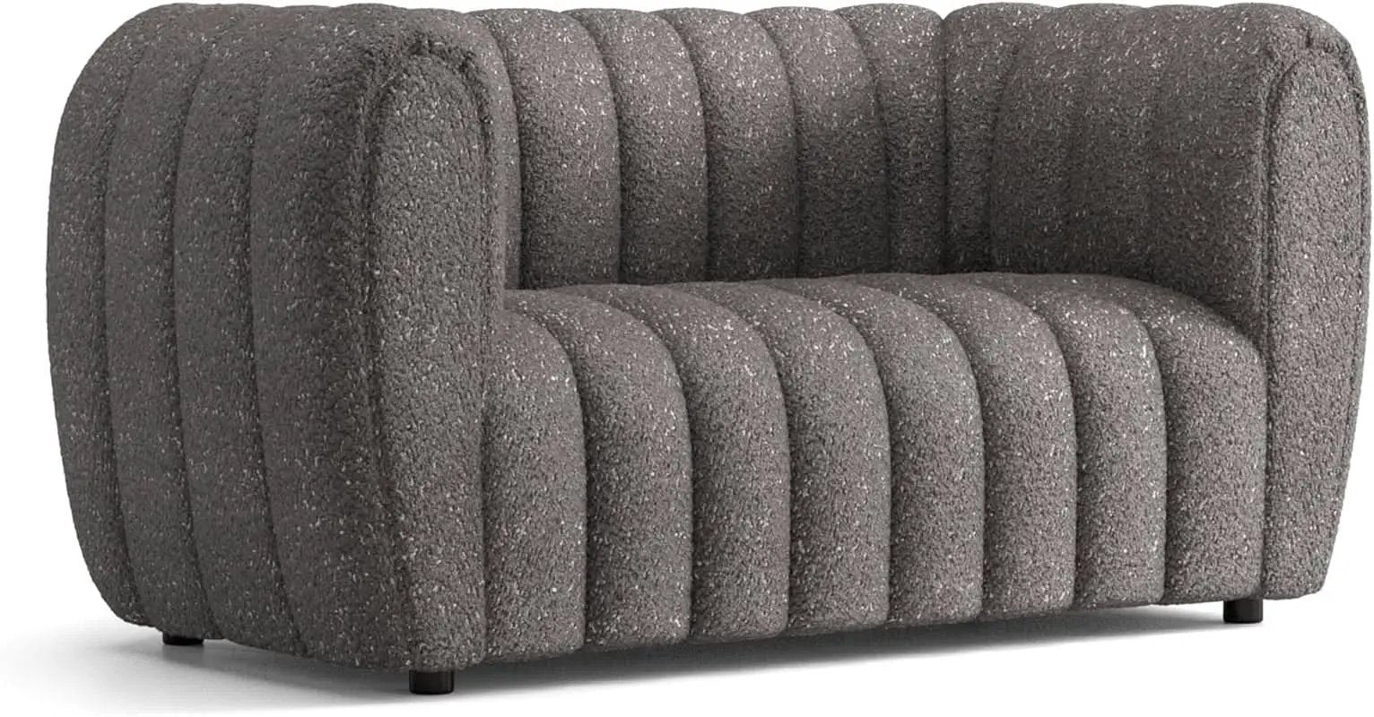 Charcoal Gray Vertical Channel Tufted 3 Piece Sofa Set from PriceLows™