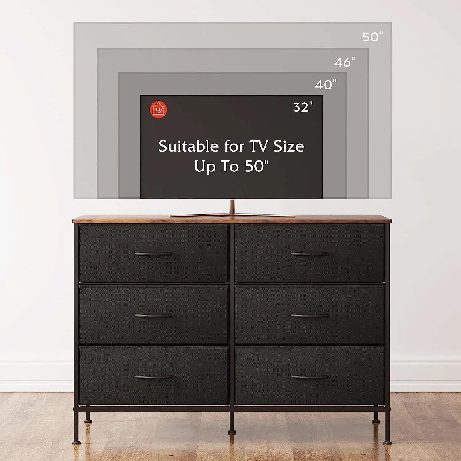 Black Rustic Dresser With TV Stand And Six Drawers from PriceLows™