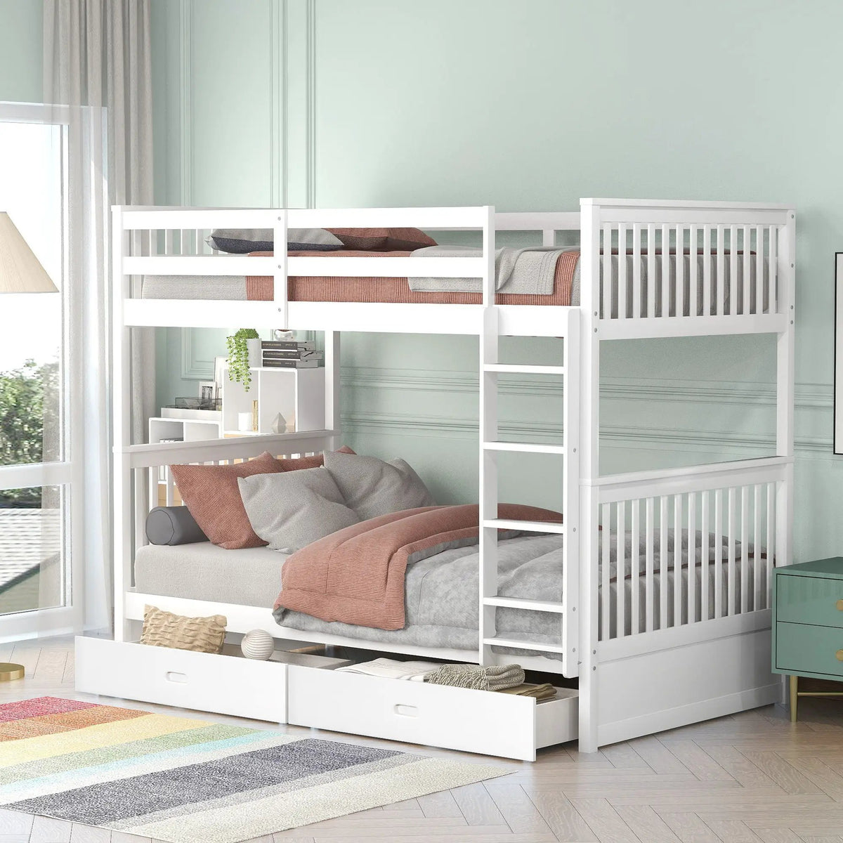 Bunk Bed With Ladders | 2 Storage Drawers | Space-Saving Design | Sleepover Ready