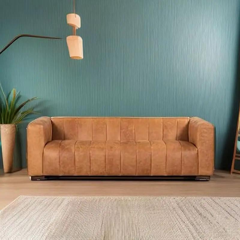 Canale 86 Inch Sofa Full Grain Italian Leather Cognac Tan from PriceLows™