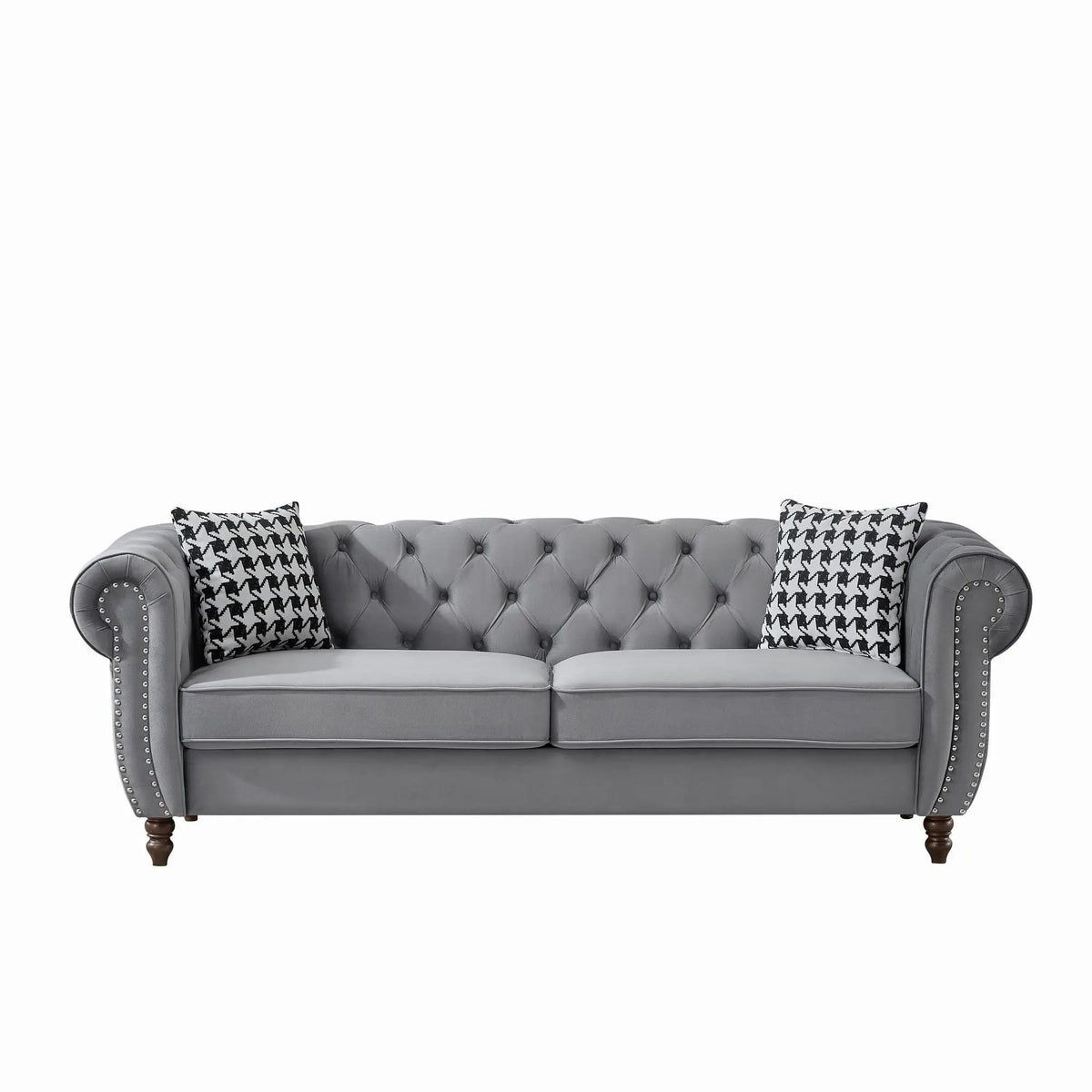 Sofa | Chesterfield Roll Arms | Tailored Fabric | 3 Seater