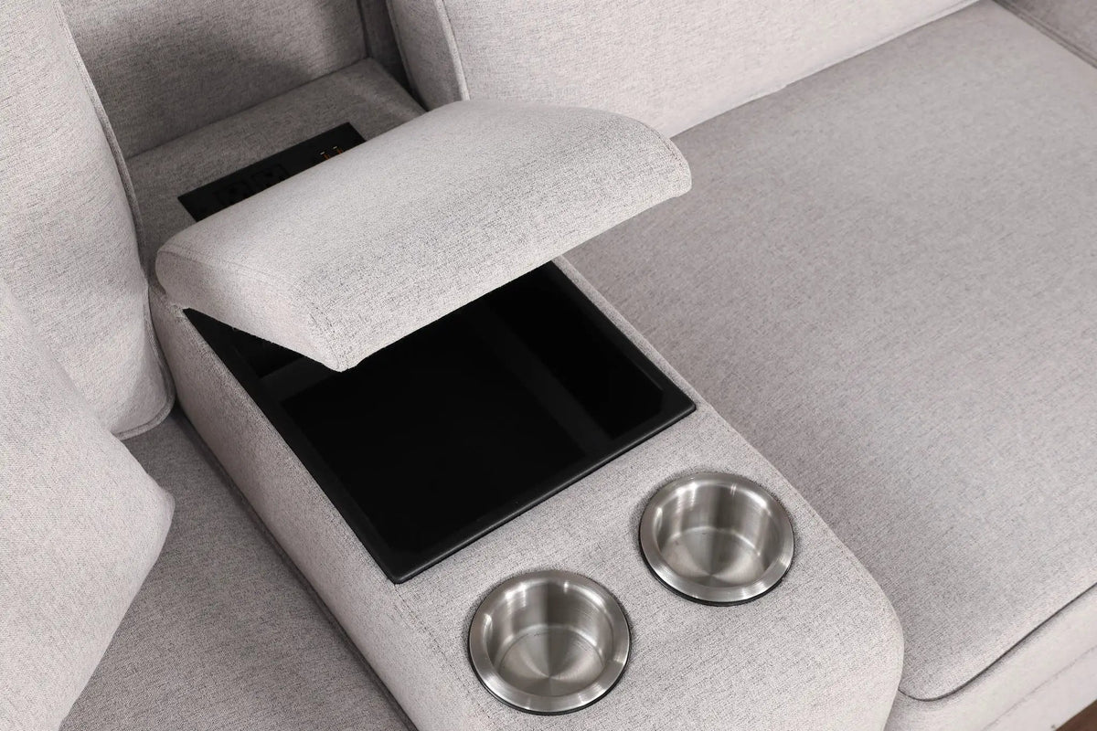 Tina 8-Piece Sectional | Upholstered Design | Ottoman Included | USB Cupholder Console