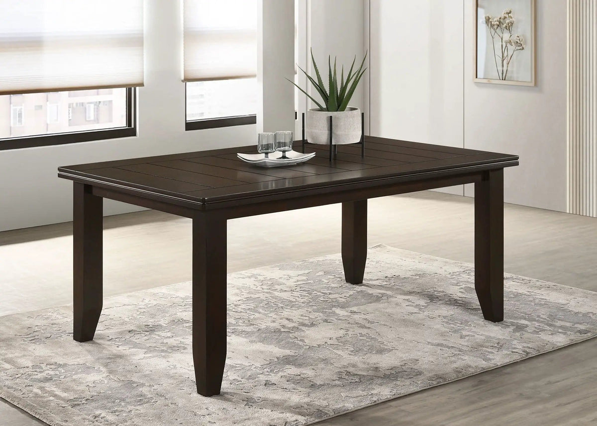 Dalila Rectangular 66-inch Wood Dining Table | 66 x 42 x 30 in | Rubberwood & Engineered Wood | Cappuccino