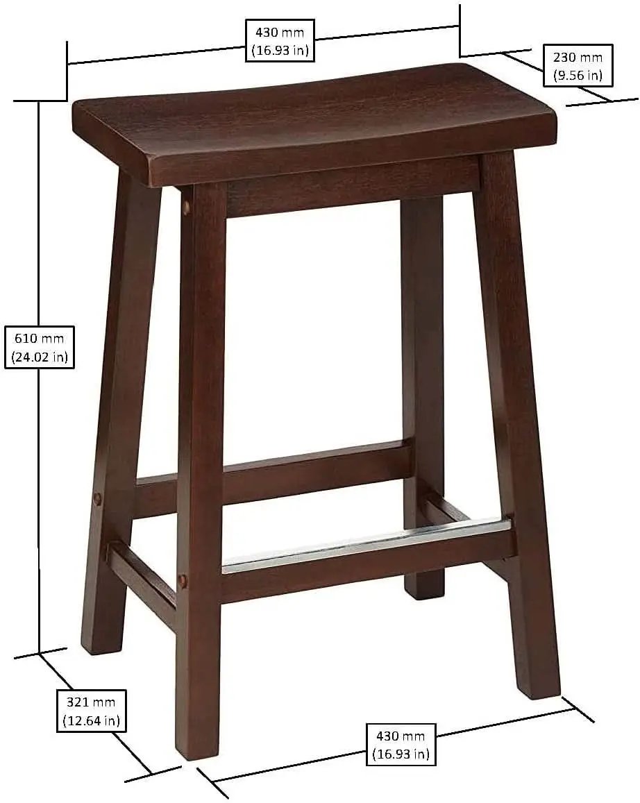 Walnut Saddle Seat Counter Stool 24 Inch Set Of 2 Stools from PriceLows™
