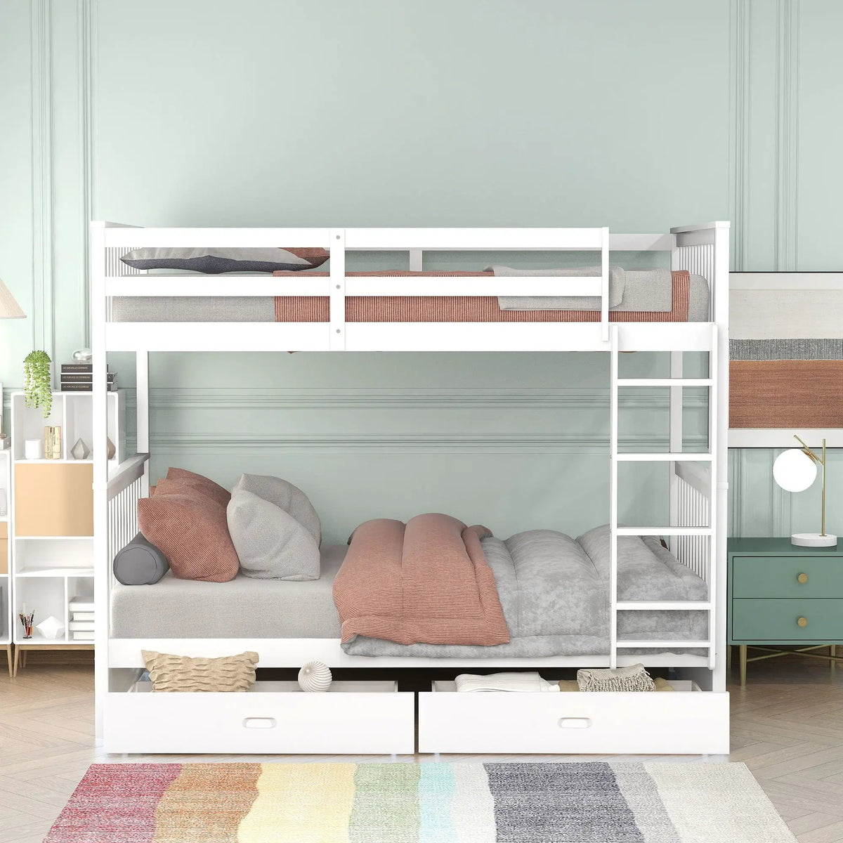 Bunk Bed With Ladders | 2 Storage Drawers | Space-Saving Design | Sleepover Ready