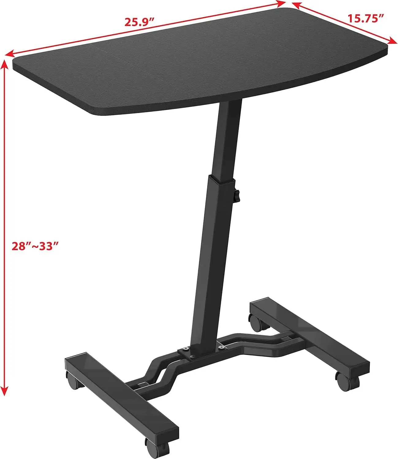 Height Adjustable Mobile Laptop Cart 28 To 33 Inches Black from PriceLows™