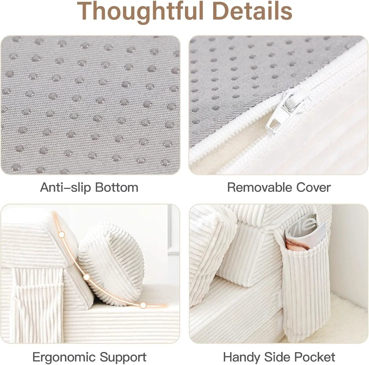 Beige Upholstered Folding Sofa Bed Convertible Floor from PriceLows™