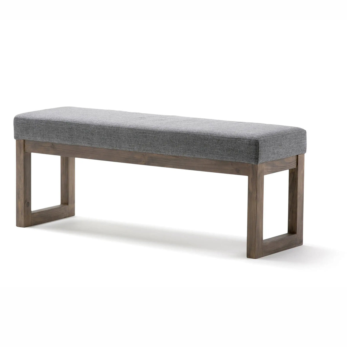 Milltown Upholstered Ottoman Bench | Driftwood Solid Wood Base | Versatile Design | 44.5 Inch Width