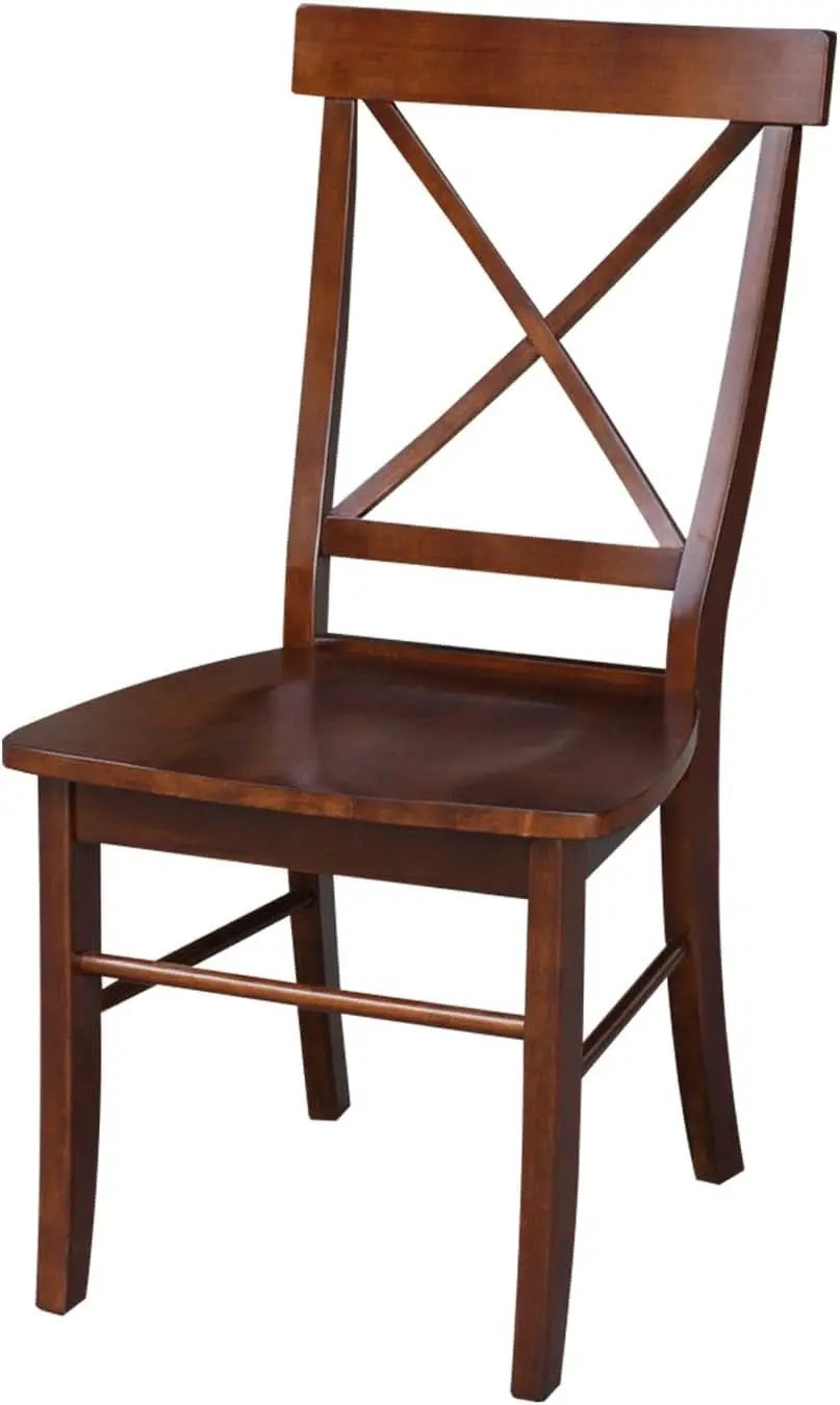 Espresso Solid Wood X Back Dining Chairs Set For Kitchen from PriceLows™