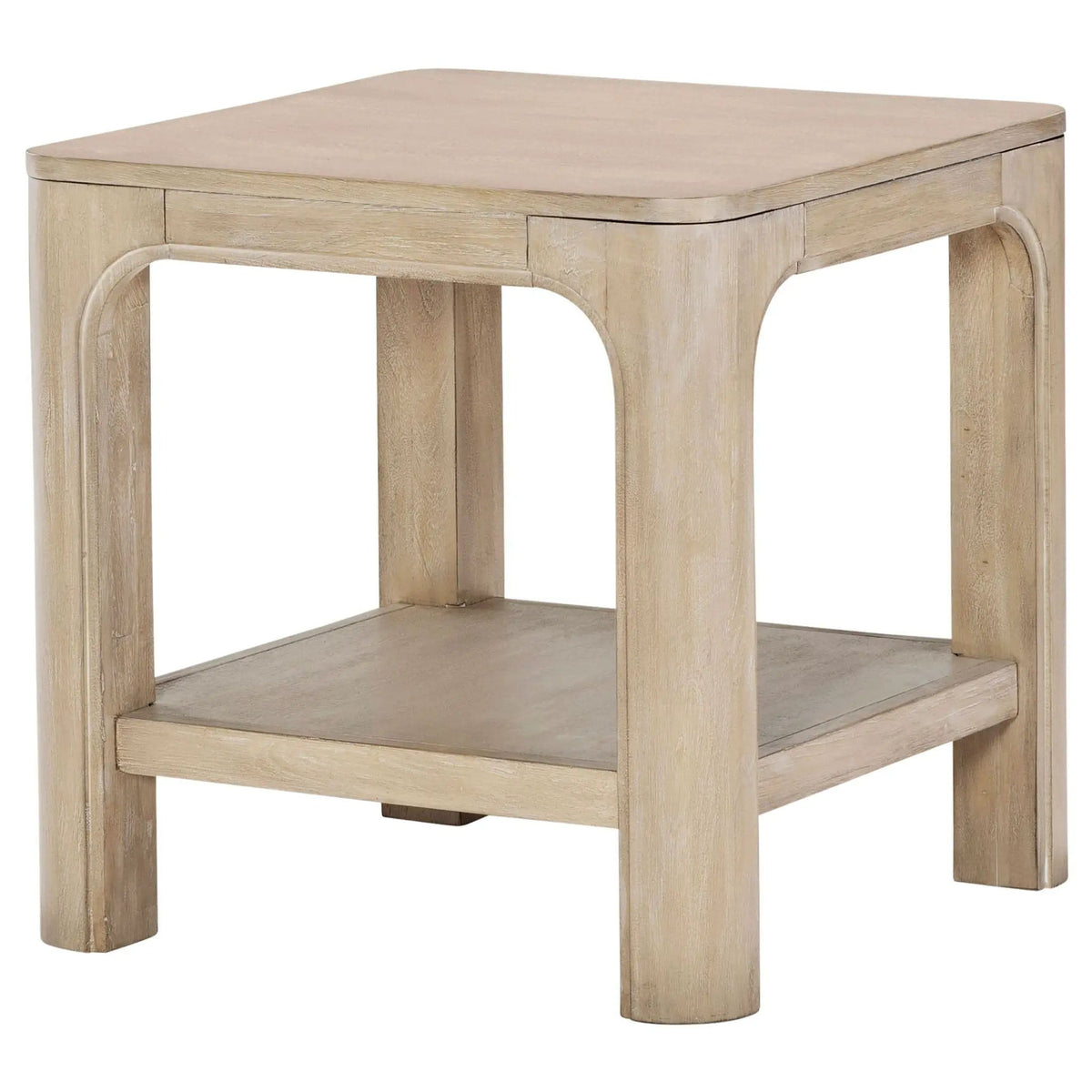 Solano Square Wood Side End Table with Shelf Weathered Mango | 22.25 x 22.25 x 22 in | Engineered Wood & Veneer | Living Room