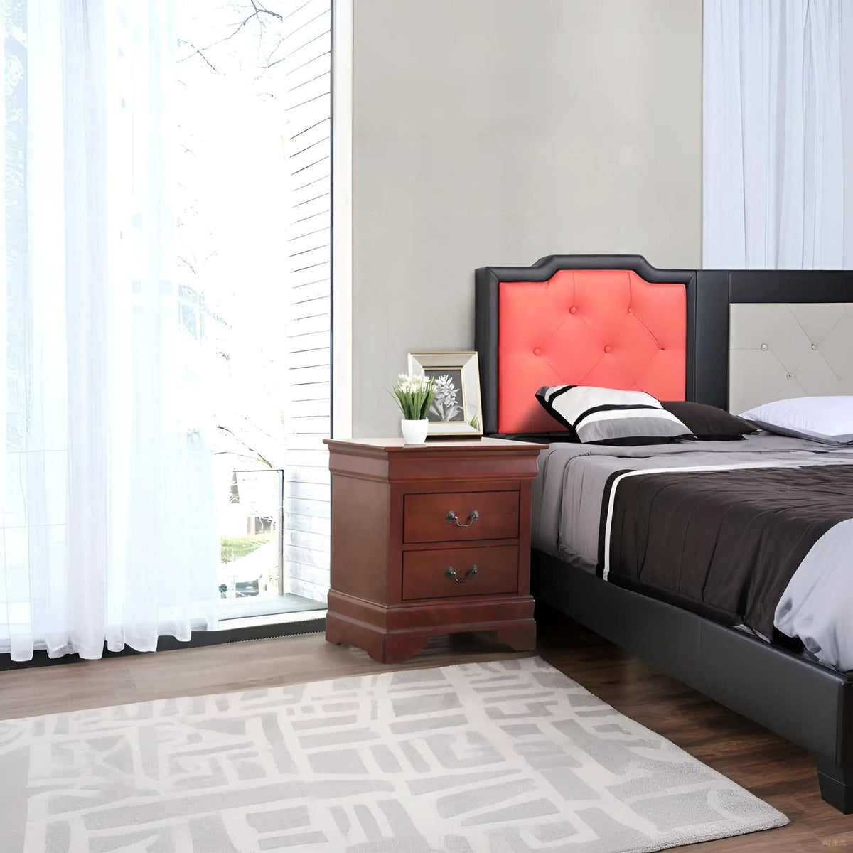 Louis Phillipe Nightstand | Traditional Wood Design | English Dovetailed Drawers | Metal Center Guides
