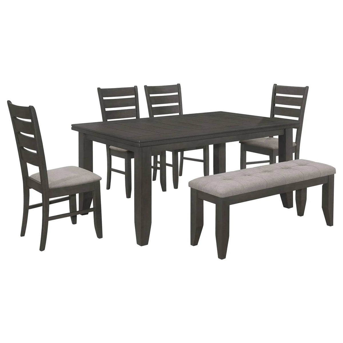 Dalila 6-piece Rectangular Dining Table Set Dark | 6-Piece Set | Solid Wood | Grey
